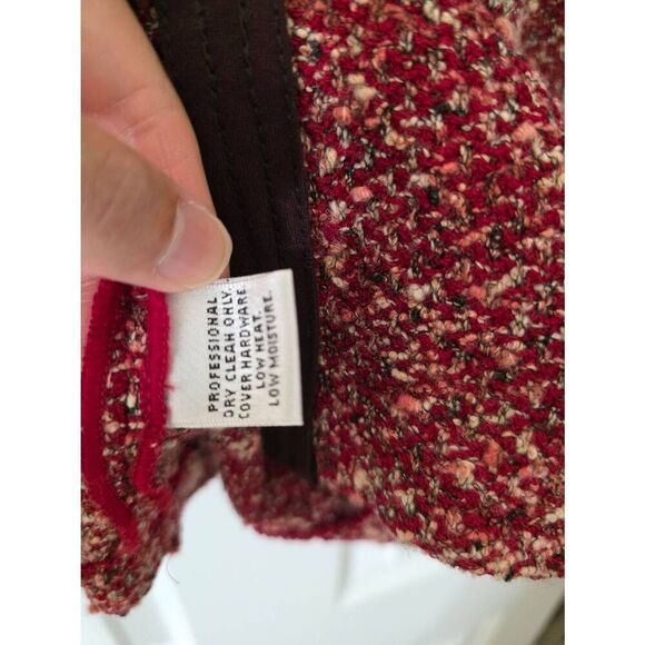 ST. JOHN Claret Red Black Tweed Boucle Wool Blend Knit Zip Front Jacket 10 - Picture 9 of 10